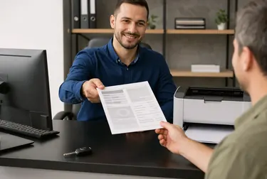 Despachante em Lagarto organizando documentos para impressão de CRLV-e.